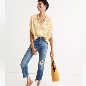 Madewell yellow/ white blouse
